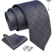 Axlon Tie for Men – Geometric Silk Neck Ties Set with Cufflinks Flower Pin, Pocket Square & Black Gift Box, Combo Necktie Sets for Office Wear, Formal Suits & Weddings (0, GApn)