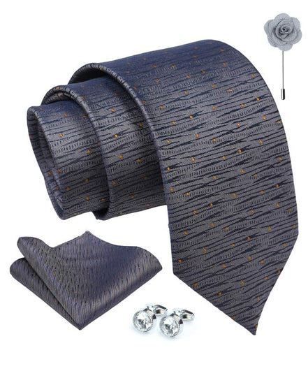 Axlon Tie for Men – Geometric Silk Neck Ties Set with Cufflinks Flower Pin, Pocket Square & Black Gift Box, Combo Necktie Sets for Office Wear, Formal Suits & Weddings (0, GApn)