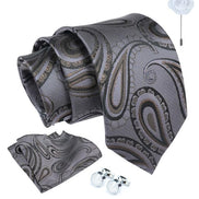 Axlon Tie for Men – Checkered Silk Neck Ties Set with Cufflinks Flower Pin, Pocket Square & Black Gift Box, Combo Necktie Sets for Office Wear, Formal Suits & Weddings (0, Bpspn)