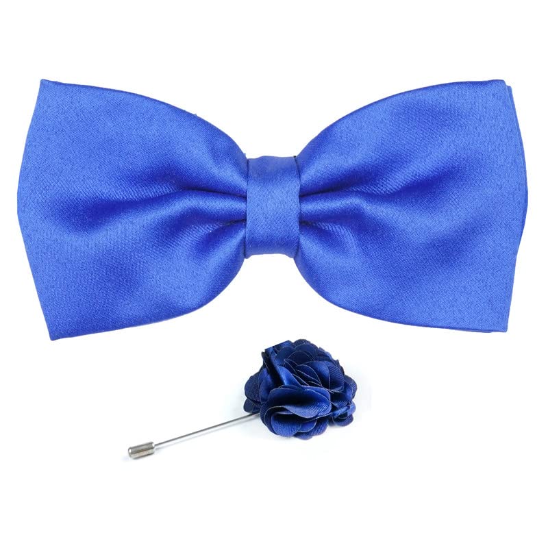 Axlon Premium Micro Fabric Bow Tie Pre Tied Bowtie For Men With Flower Brooch Pin (Free Size)