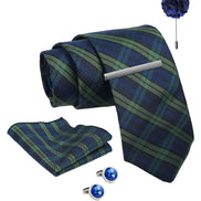 Axlon Tie Set for Men - Ocean Mist, checkered | Necktie Gift Box with Cufflinks, Pocket Square & Lapel Pin