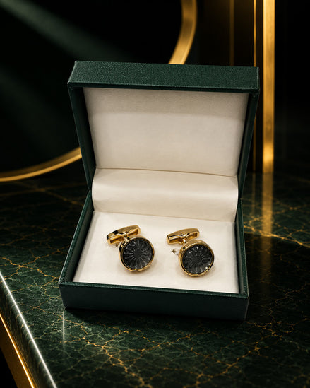 Axlon premium men's metal cufflink set with polished finish for formal shirts, business suits, weddings, parties, and special occasions.