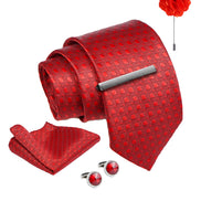 Axlon Tie Set for Men - Luxe Maroon, Dotted | Necktie Gift Box with Cufflinks, Pocket Square & Lapel Pin