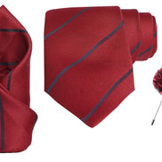 RIZORO Tie for Men – Plaid Silk Neck Ties Set with Cufflinks Flower Pin, Pocket Square & Black Gift Box, Combo Necktie Sets for Office Wear, Formal Suits & Weddings (0, S2RS)