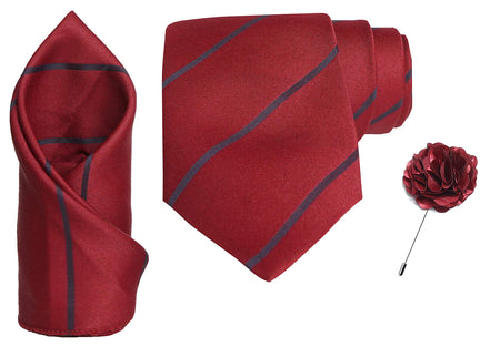 RIZORO Tie for Men – Plaid Silk Neck Ties Set with Cufflinks Flower Pin, Pocket Square & Black Gift Box, Combo Necktie Sets for Office Wear, Formal Suits & Weddings (0, S2RS)