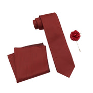 RIZORO Tie for Men – Self Silk Neck Ties Set with Cufflinks Flower Pin, Pocket Square & Black Gift Box, Combo Necktie Sets for Office Wear, Formal Suits & Weddings (0, SIDIRS)