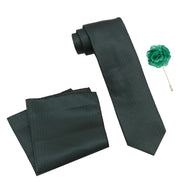 RIZORO Tie for Men – Self Silk Neck Ties Set with Cufflinks Flower Pin, Pocket Square & Black Gift Box, Combo Necktie Sets for Office Wear, Formal Suits & Weddings (0, SIDIRS)