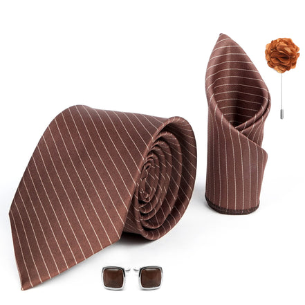 RIZORO Tie for Men – Plaid Silk Neck Ties Set with Cufflinks Flower Pin, Pocket Square & Black Gift Box, Combo Necktie Sets for Office Wear, Formal Suits & Weddings (0, S1RX)