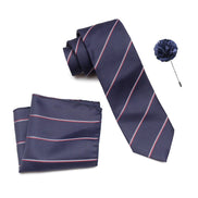 RIZORO Tie for Men – Plaid Silk Neck Ties Set with Cufflinks Flower Pin, Pocket Square & Black Gift Box, Combo Necktie Sets for Office Wear, Formal Suits & Weddings (0, S4RS)