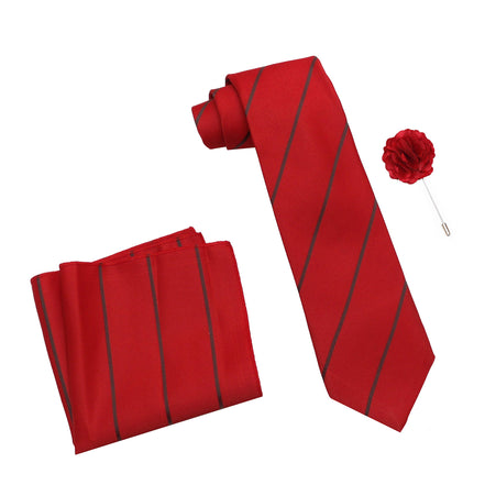 RIZORO Tie for Men – Plaid Silk Neck Ties Set with Cufflinks Flower Pin, Pocket Square & Black Gift Box, Combo Necktie Sets for Office Wear, Formal Suits & Weddings (0, S2RS)