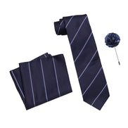 RIZORO Tie for Men – Plaid Silk Neck Ties Set with Cufflinks Flower Pin, Pocket Square & Black Gift Box, Combo Necktie Sets for Office Wear, Formal Suits & Weddings (0, S4RS)