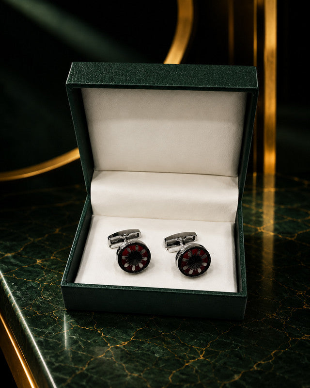 Axlon premium men's metal cufflink set with polished finish for formal shirts, business suits, weddings, parties, and special occasions.