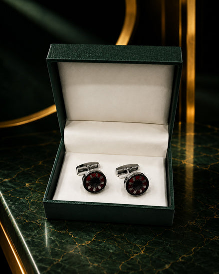 Axlon premium men's metal cufflink set with polished finish for formal shirts, business suits, weddings, parties, and special occasions.