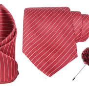 RIZORO Tie for Men – Plaid Silk Neck Ties Set with Cufflinks Flower Pin, Pocket Square & Black Gift Box, Combo Necktie Sets for Office Wear, Formal Suits & Weddings (0, S1RS)