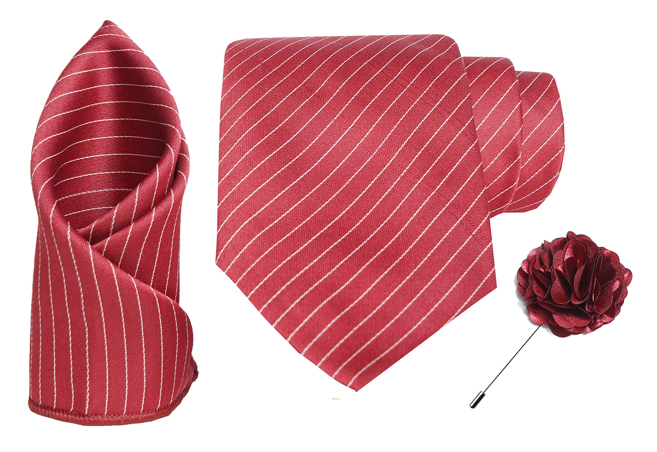 RIZORO Tie for Men – Plaid Silk Neck Ties Set with Cufflinks Flower Pin, Pocket Square & Black Gift Box, Combo Necktie Sets for Office Wear, Formal Suits & Weddings (0, S1RS)
