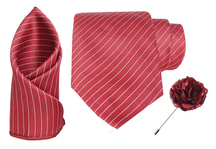 RIZORO Tie for Men – Plaid Silk Neck Ties Set with Cufflinks Flower Pin, Pocket Square & Black Gift Box, Combo Necktie Sets for Office Wear, Formal Suits & Weddings (0, S1RS)