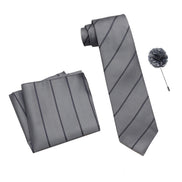 RIZORO Tie for Men – Plaid Silk Neck Ties Set with Cufflinks Flower Pin, Pocket Square & Black Gift Box, Combo Necktie Sets for Office Wear, Formal Suits & Weddings (0, S2RS)