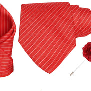 RIZORO Tie for Men – Plaid Silk Neck Ties Set with Cufflinks Flower Pin, Pocket Square & Black Gift Box, Combo Necktie Sets for Office Wear, Formal Suits & Weddings (0, S1RS)