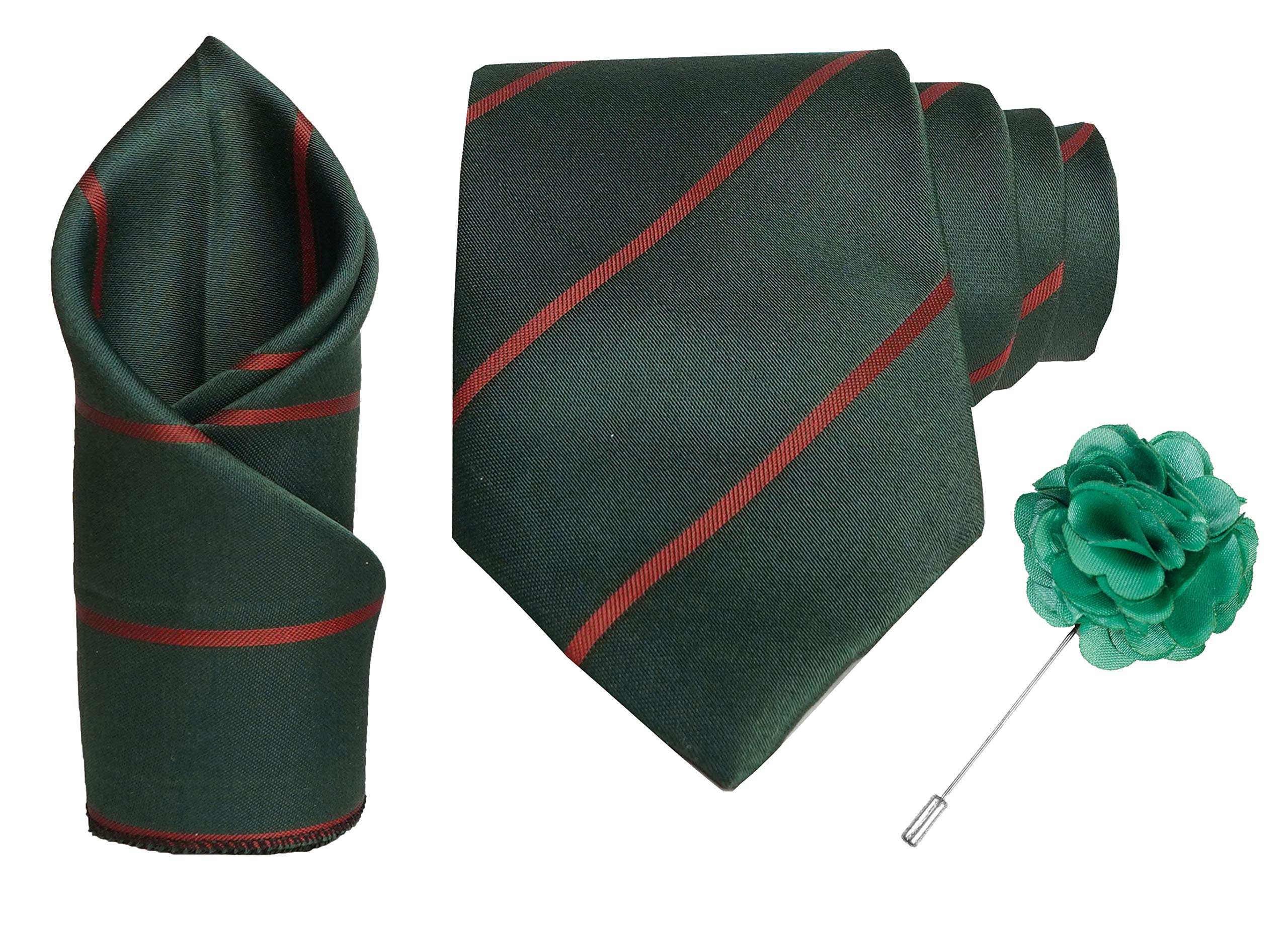 RIZORO Tie for Men – Plaid Silk Neck Ties Set with Cufflinks Flower Pin, Pocket Square & Black Gift Box, Combo Necktie Sets for Office Wear, Formal Suits & Weddings (0, S2RS)