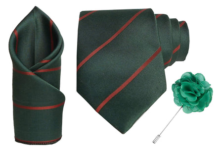 RIZORO Tie for Men – Plaid Silk Neck Ties Set with Cufflinks Flower Pin, Pocket Square & Black Gift Box, Combo Necktie Sets for Office Wear, Formal Suits & Weddings (0, S2RS)