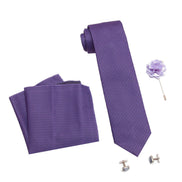 RIZORO Tie for Men – Self Silk Neck Ties Set with Cufflinks Flower Pin, Pocket Square & Black Gift Box, Combo Necktie Sets for Office Wear, Formal Suits & Weddings (0, SIDIRB)