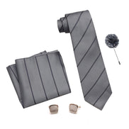RIZORO Tie for Men – Plaid Silk Neck Ties Set with Cufflinks Flower Pin, Pocket Square & Black Gift Box, Combo Necktie Sets for Office Wear, Formal Suits & Weddings (0, S2RB)