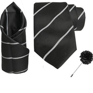 RIZORO Tie for Men – Plaid Silk Neck Ties Set with Cufflinks Flower Pin, Pocket Square & Black Gift Box, Combo Necktie Sets for Office Wear, Formal Suits & Weddings (0, S2RS)