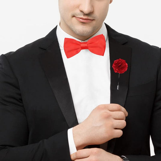AXLON Premium Micro Fabric Bow Tie Pre Tied Bowtie For Men With Flower Brooch Pin (Free Size)