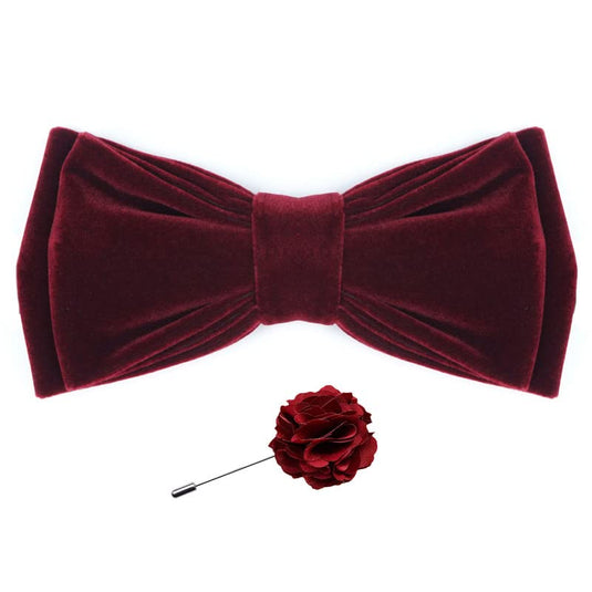 AXLON Mens Double Suede Velvet Bow Tie For Men