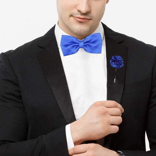 AXLON Premium Micro Fabric Bow Tie Pre Tied Bowtie For Men With Flower Brooch Pin (Free Size)