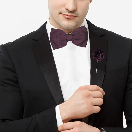 AXLON Premium Micro Fabric Bow Tie Pre Tied Bowtie For Men With Flower Brooch Pin (Free Size)
