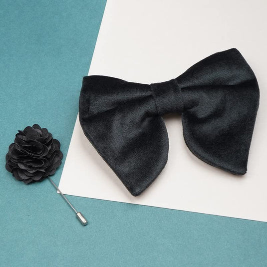 AXLON Mens Oversize Double Suede Velvet Bow Tie For Men