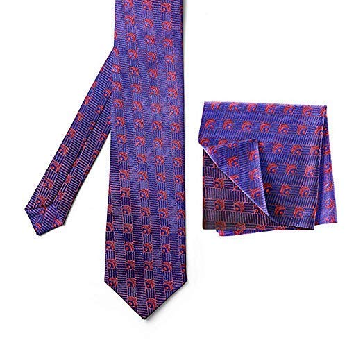 AXLON Men's Micro Polyester Printed Necktie Set with Pocket Square (Blue, Free Size)