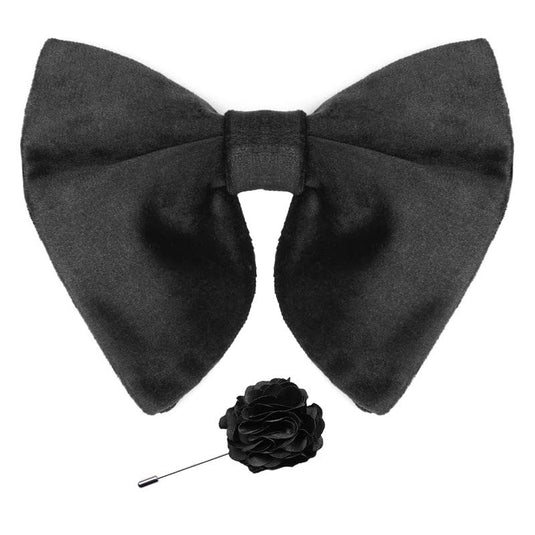 AXLON Mens Oversize Double Suede Velvet Bow Tie For Men