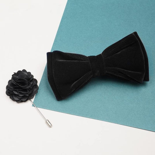 AXLON Mens Double Suede Velvet Bow Tie For Men