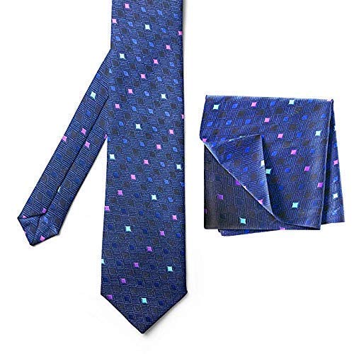 AXLON Men's Micro Polyester Printed Necktie Set with Pocket Square (Multicolour, Free Size)