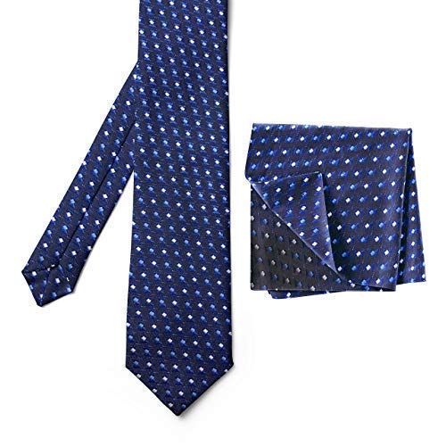 AXLON Men's Micro Polyester Printed Necktie Set with Pocket Square (Blue, Free Size)