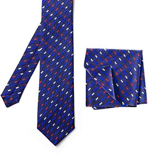 AXLON Men's Micro Polyester Printed Necktie Set with Pocket Square (Multicolour, Free Size)