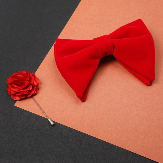 AXLON Mens Oversize Double Suede Velvet Bow Tie For Men