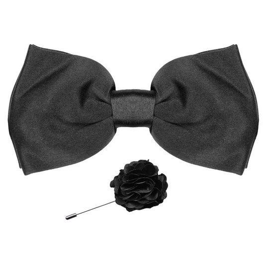 AXLON Premium Micro Fabric Bow Tie Pre Tied Bowtie For Men With Flower Brooch Pin (Free Size)