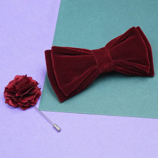 AXLON Mens Double Suede Velvet Bow Tie For Men