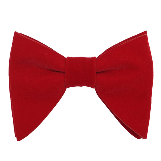 RIZORO Mens Oversize Butterfly Pretied Suede Sparkle Adjustablke Bow Tie For Men (Suede-Red)