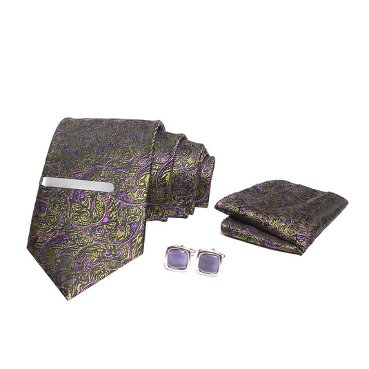 AXLON men's Necktie Pocket Square Cufflink ( Free Size-Multicolor)