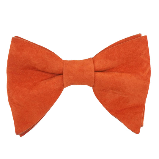 RIZORO Mens Oversize Butterfly Pretied Suede Sparkle Adjustablke Bow Tie For Men (Suede-Orange)