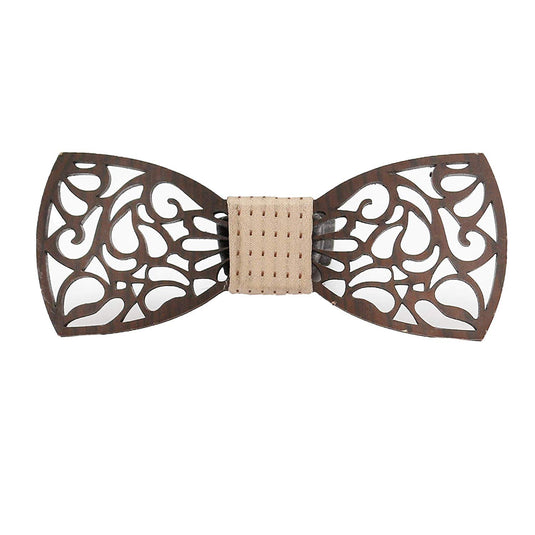 AXLON Men Wooden Style Bow Tie (WD_Flower, Free Size)