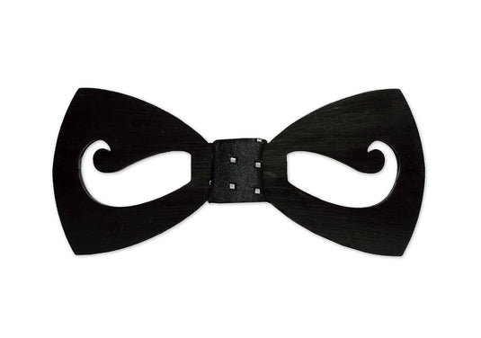 AXLOONMen Wooden Pre Tied Bow Tie With Brooch Pin Black (Bow_Mustache_M, Free Size)