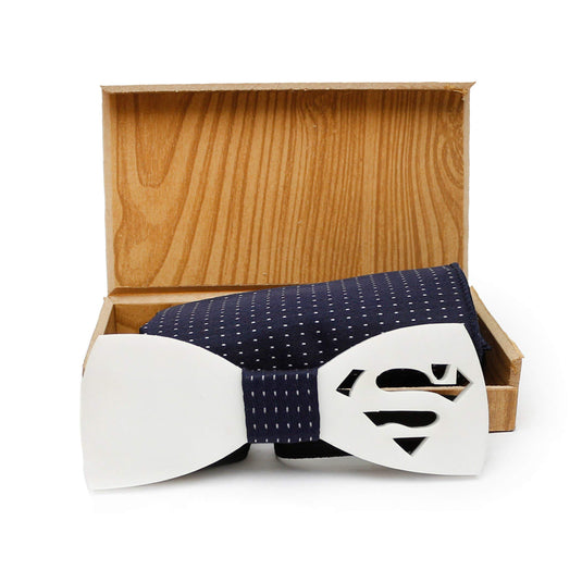 AXLON Men Wooden Style Bow Tie (WD_superman, Free Size)