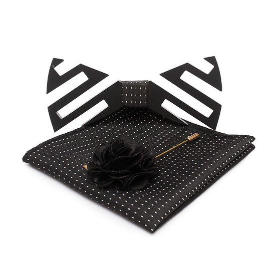 AXLONMen Wooden Pre Tied Bow Tie Black (Crisscross_Black, Free Size)