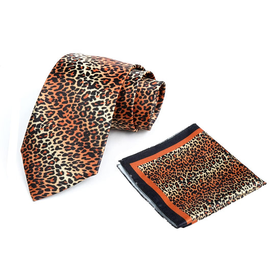 Axlon Mens Printed Silk Necktie Set With Panel Print Pocket Square Ties For Men Formal FDAX_PN1