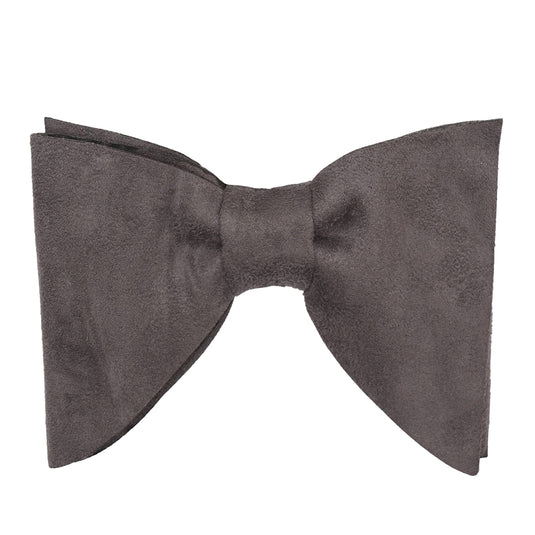 RIZORO Mens Oversize Butterfly Pretied Suede Sparkle Adjustablke Bow Tie For Men (Suede-Grey)